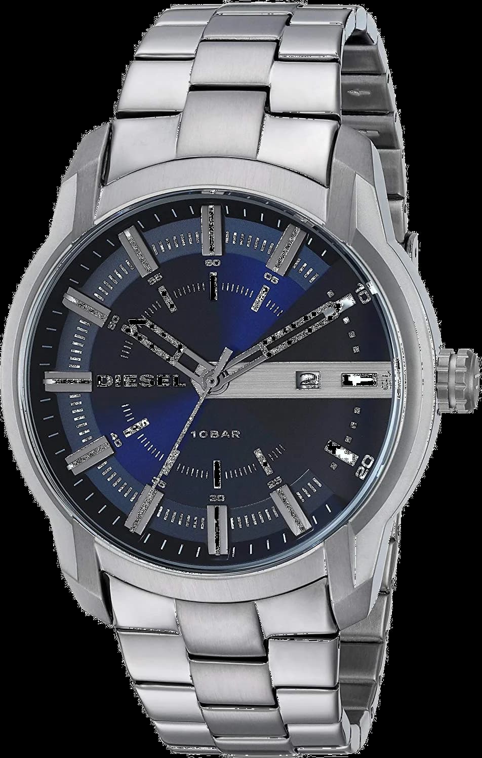 Garde-temps Diesel DZ1768 argenté avec cadran noir contrasté et aiguilles luminescentes au design robuste