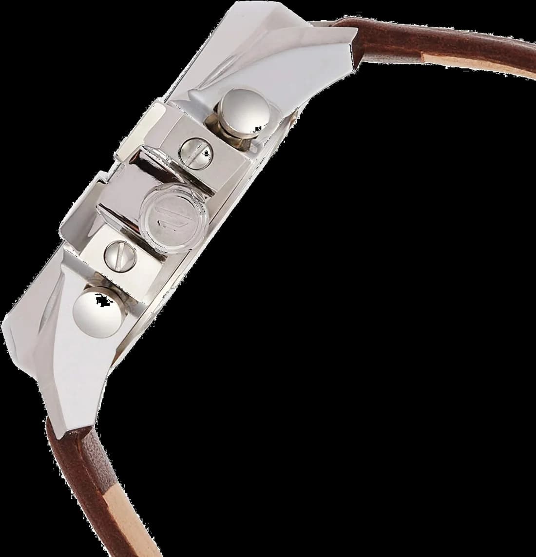 Attache bracelet Diesel DZ4281 en cuir marron grainé, coutures contrastées, boucle ardillon gravée DZ4281