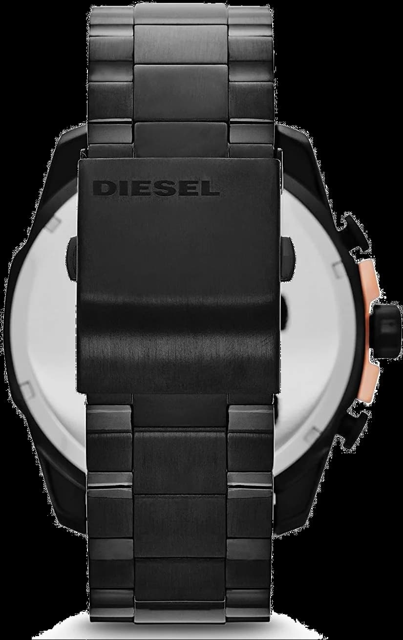 Attache bracelet Diesel DZ4309 bracelet silicone noir texturé, boucle ardillon acier PVD noir, surpiqûres contrastées