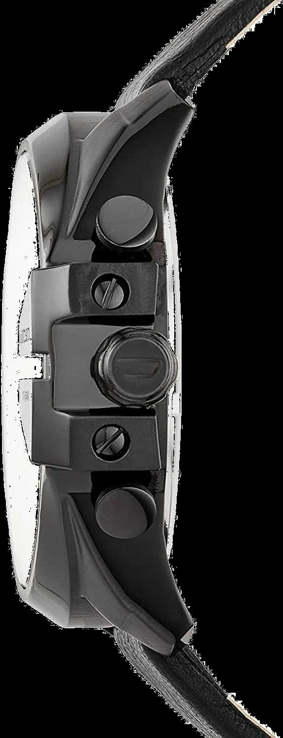 Visage cadran Diesel DZ4323 avec index bâton appliqués, aiguilles squelettes et guichet date à 3h