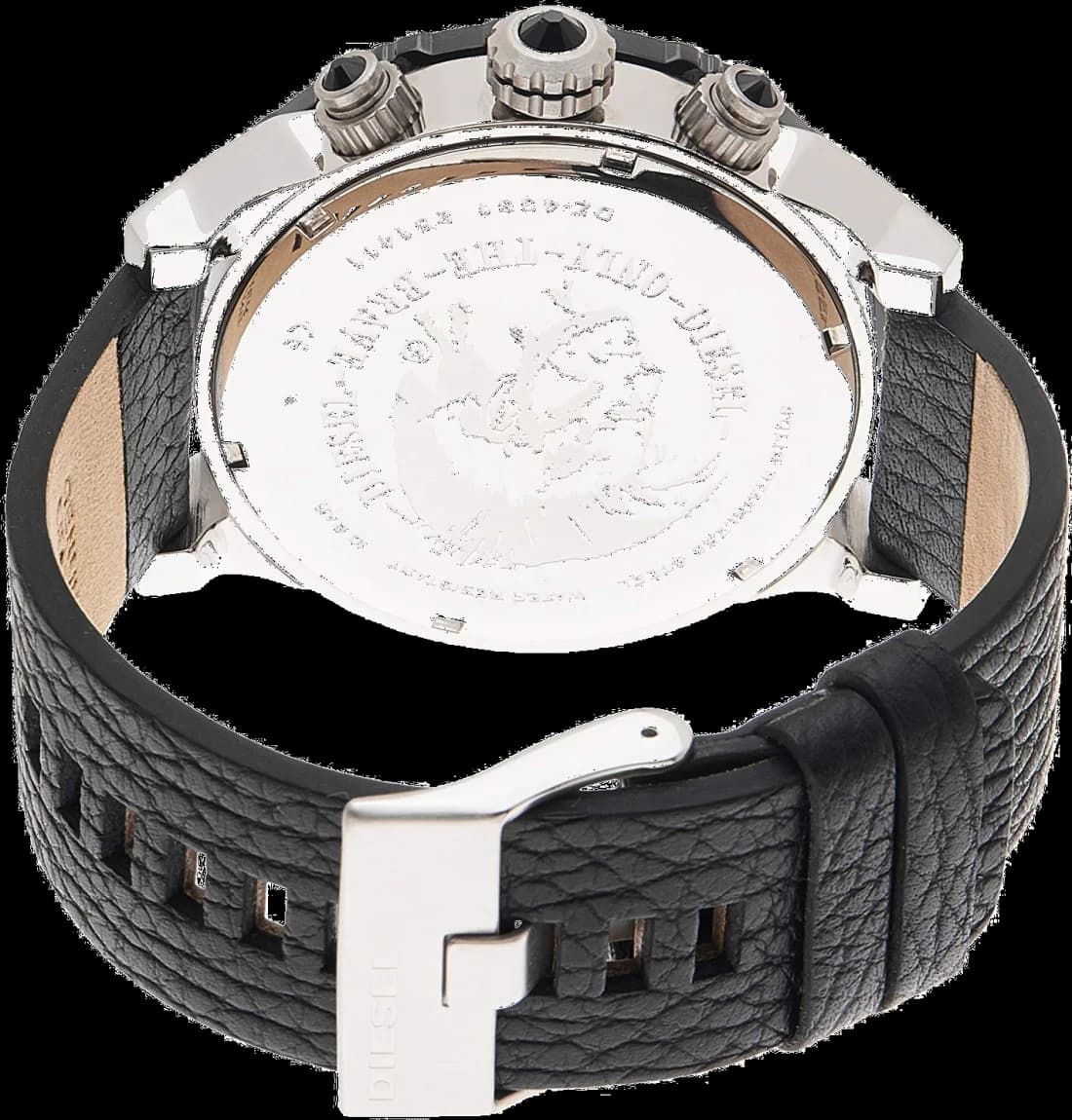 Attache bracelet Diesel DZ4331 en silicone noir texturé avec boucle ardillon signée Diesel et passants renforcés pour un maintien sportif
