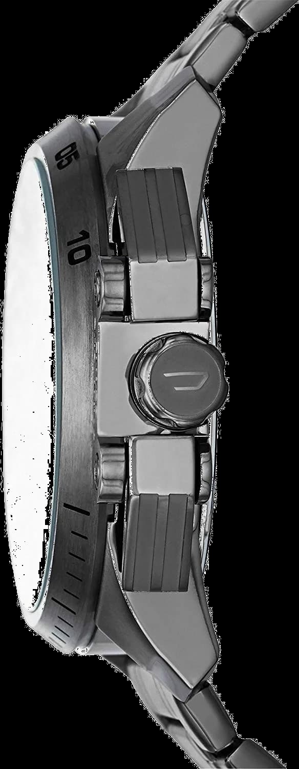Visage cadran Diesel DZ4363 avec index bâtons luminescents, aiguilles squelette et date à 4h30, mouvement quartz