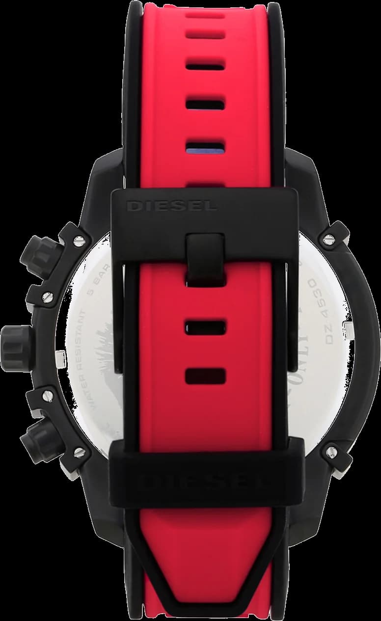 Montre Diesel DZ4530 Griffed pour Homme - Cadran Noir, Bracelet Silicone Rouge vue 3
