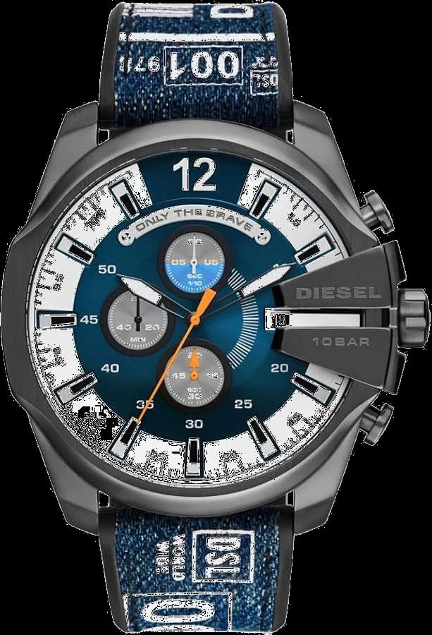 Garde-temps Diesel DZ4541 avec cadran noir soleillé, compteurs blancs et index bâtons, style sportif audacieux