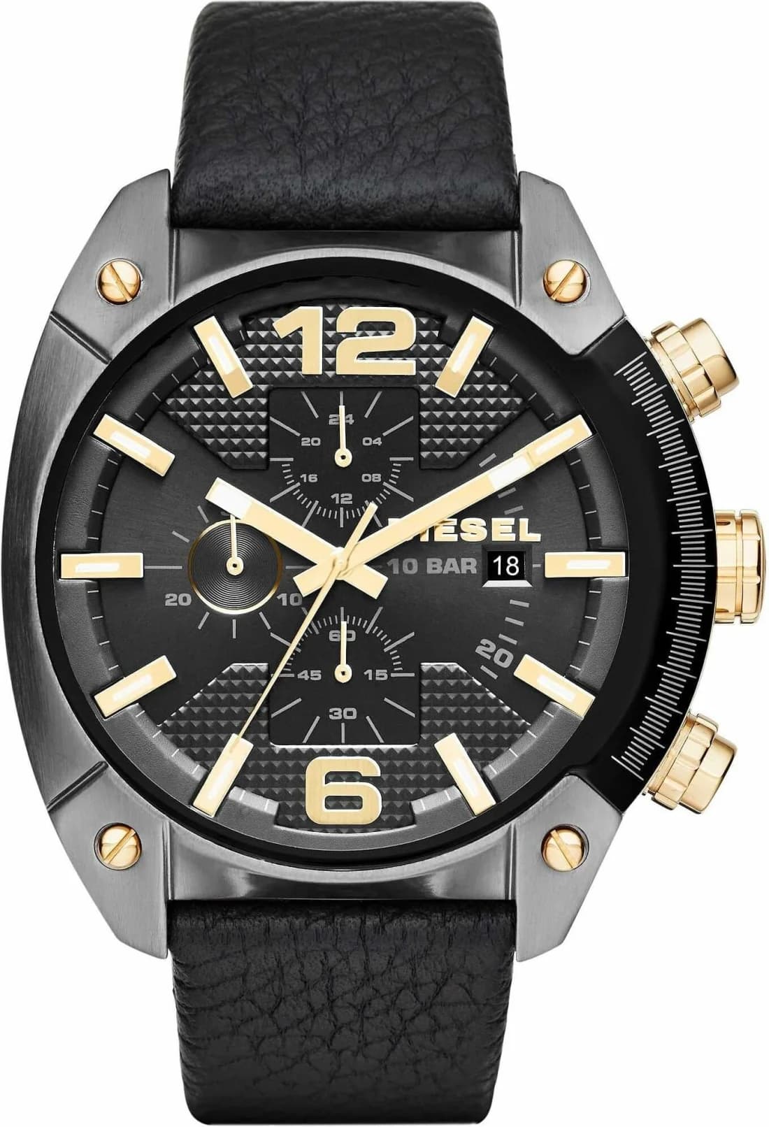 Montre Diesel Mega Chief DZ4568 pour Homme - Cadran Noir, Bracelet Denim Bleu