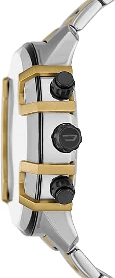 Visage cadran Diesel DZ4577 avec aiguilles squelette et guichet date à 3h sur fond noir