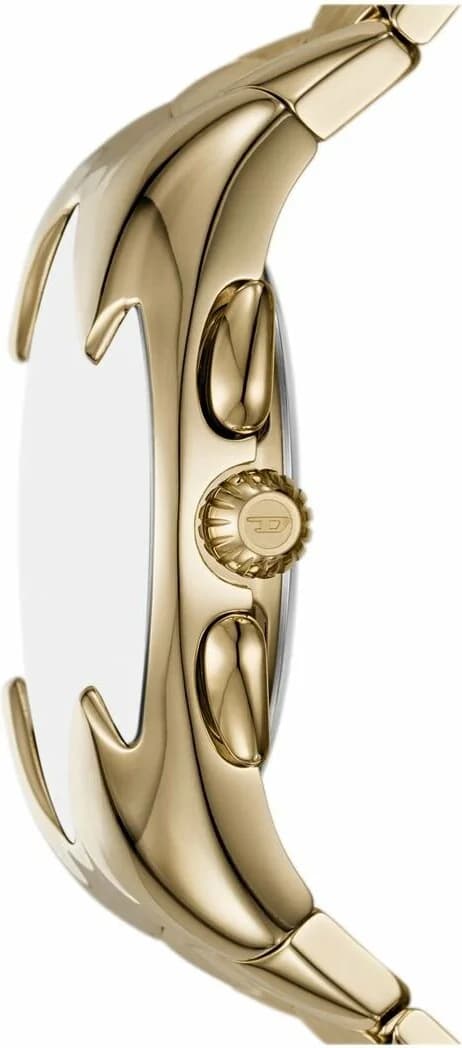 Attache bracelet Diesel DZ4681 en acier inoxydable doré avec fermoir déployant gravé logo Diesel
