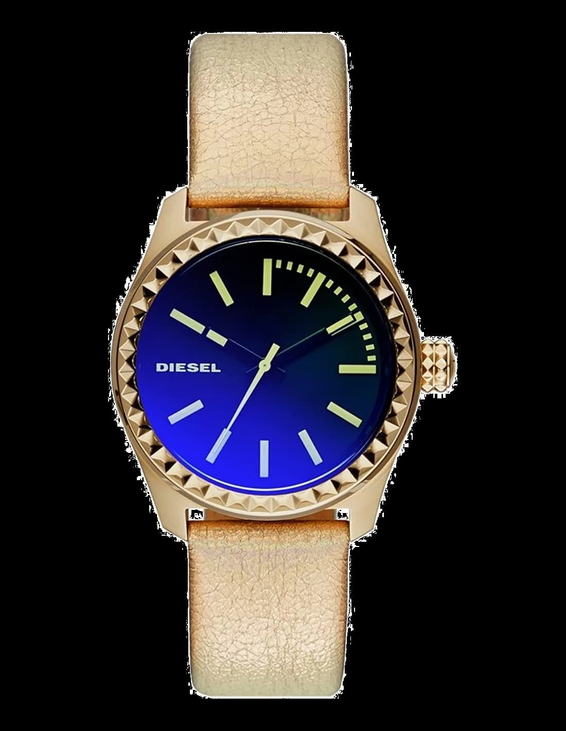 Montre Diesel DZ5460 pour Femme - Boîtier Or et Cadran Bleu sur Bracelet Cuir Jaune