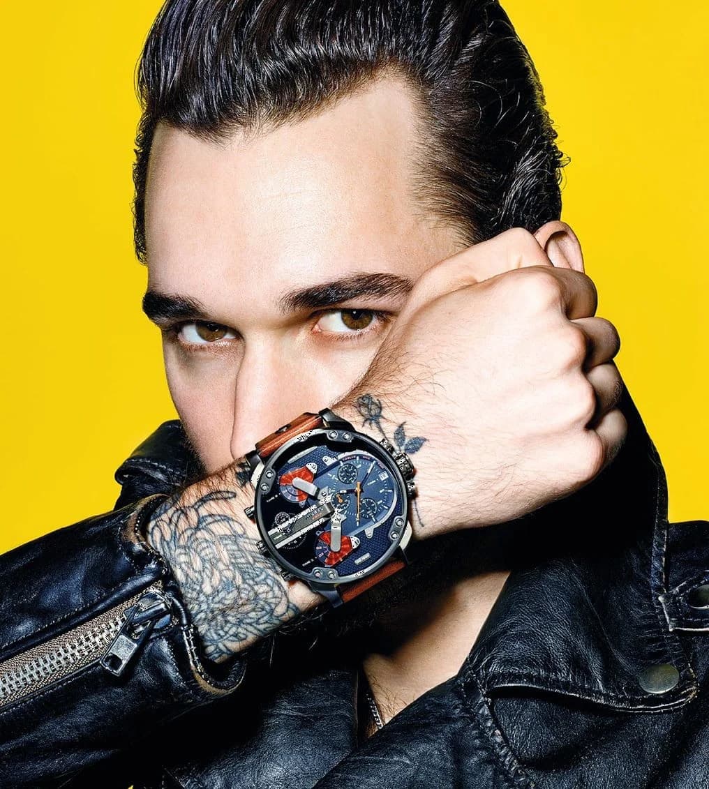 Montre Diesel Mr Daddy 2.0 DZ7332 pour Homme - Boîtier Acier Anthracite, Cadran Noir, Bracelet Cuir vue 4