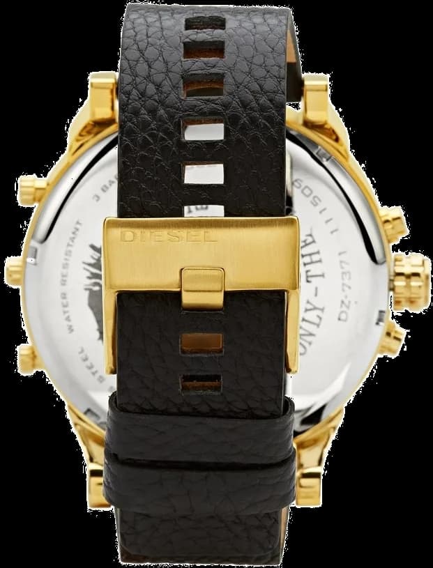 Montre Homme Diesel Mr Daddy DZ7371 - Boîtier or, cadran noir, bracelet cuir vue 3