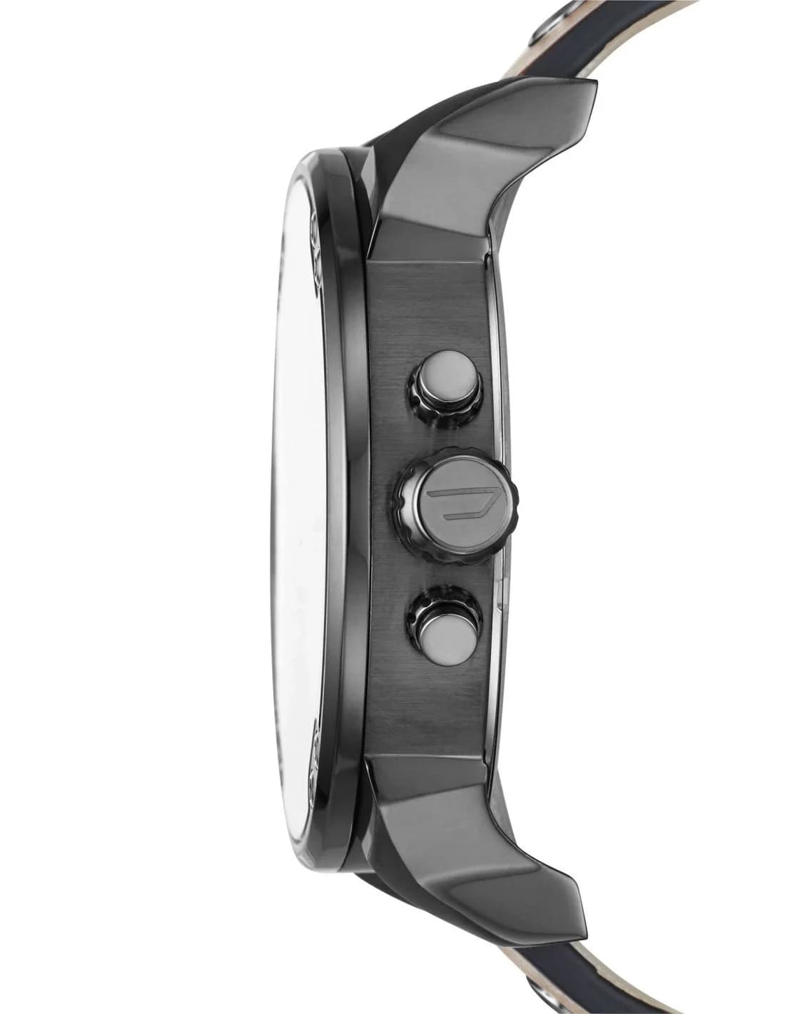 Visage cadran Diesel DZ7394 à index arabes blancs, aiguilles luminescentes et compteurs chronographe