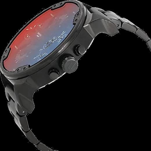 Attache bracelet Diesel DZ7395 en acier noir maillé avec fermoir déployant gravé, finition brossée et cuivrée