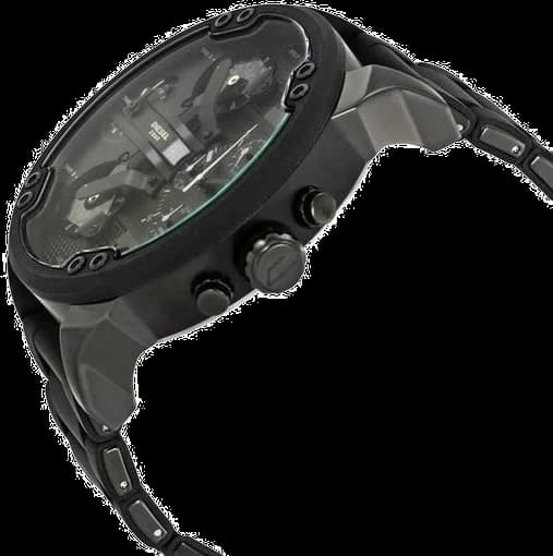 Attache bracelet Diesel DZ7396 silicone noir texturé robuste fermoir ardillon acier brossé ajustement