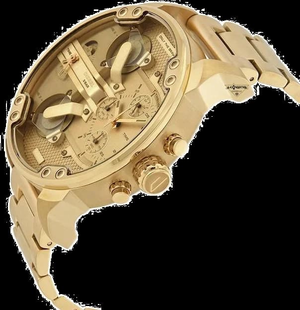 Montre Diesel Mr. Daddy DZ7399 pour Homme en acier doré jaune multi-cadrans taille 57mm vue 2