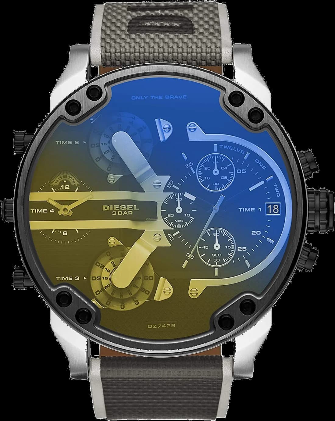 Garde-temps Diesel DZ7429 avec cadran noir soleillé et aiguilles luminescentes éclatant