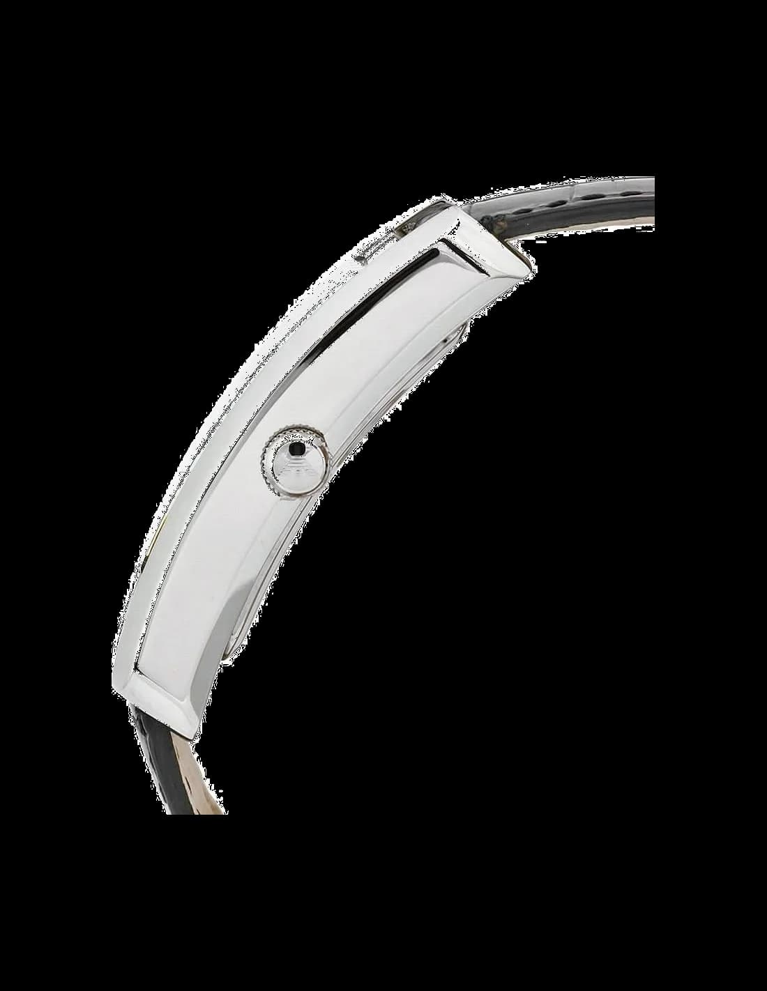 Montre Femme Emporio Armani AR0144 - Boîtier Rectangulaire Argent, Cadran et Bracelet Cuir Noir vue 2