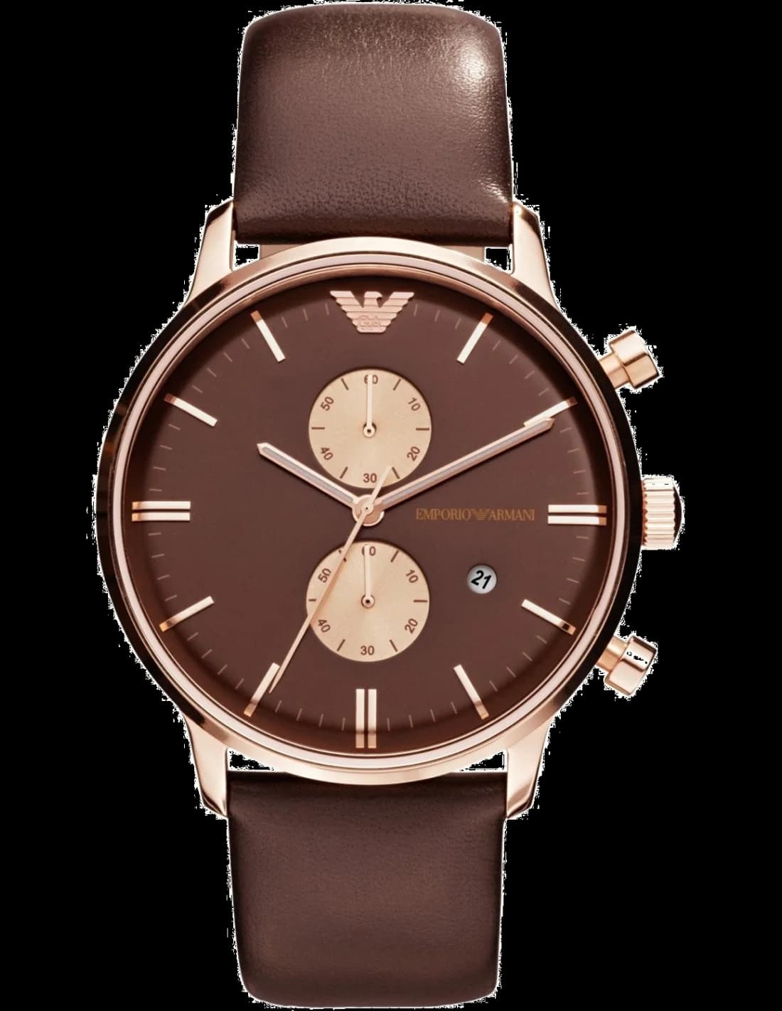 Montre Homme Emporio Armani AR0387 - Cadran et Bracelet Marron - Chronographe Quartz