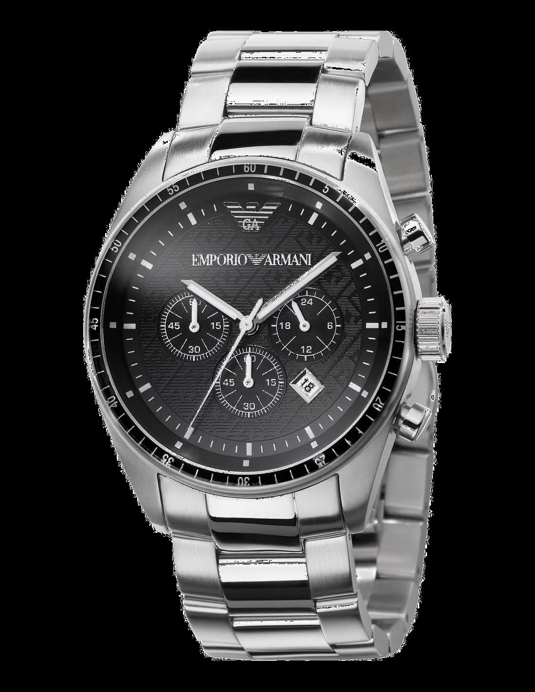 Montre Homme Emporio Armani Sportivo AR0585 Cadran Noir Acier Inoxydable Argent