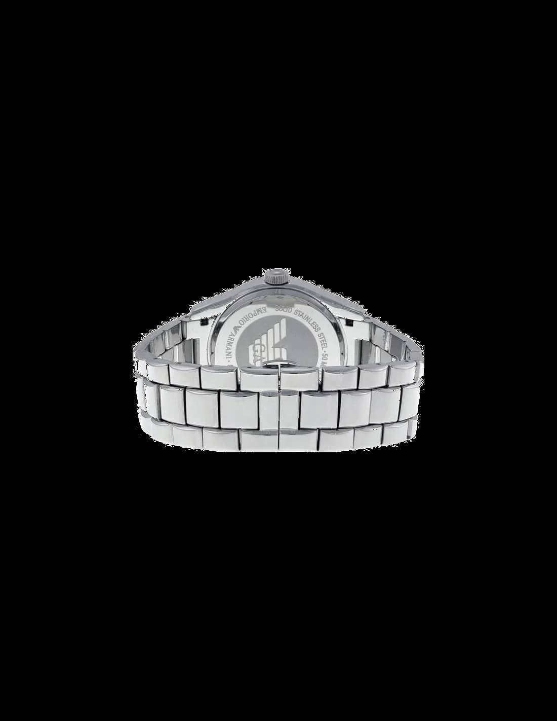 Attache bracelet Emporio Armani AR0647 en acier inoxydable brossé, fermoir déployant triple boucle, maillons ajustables confortables