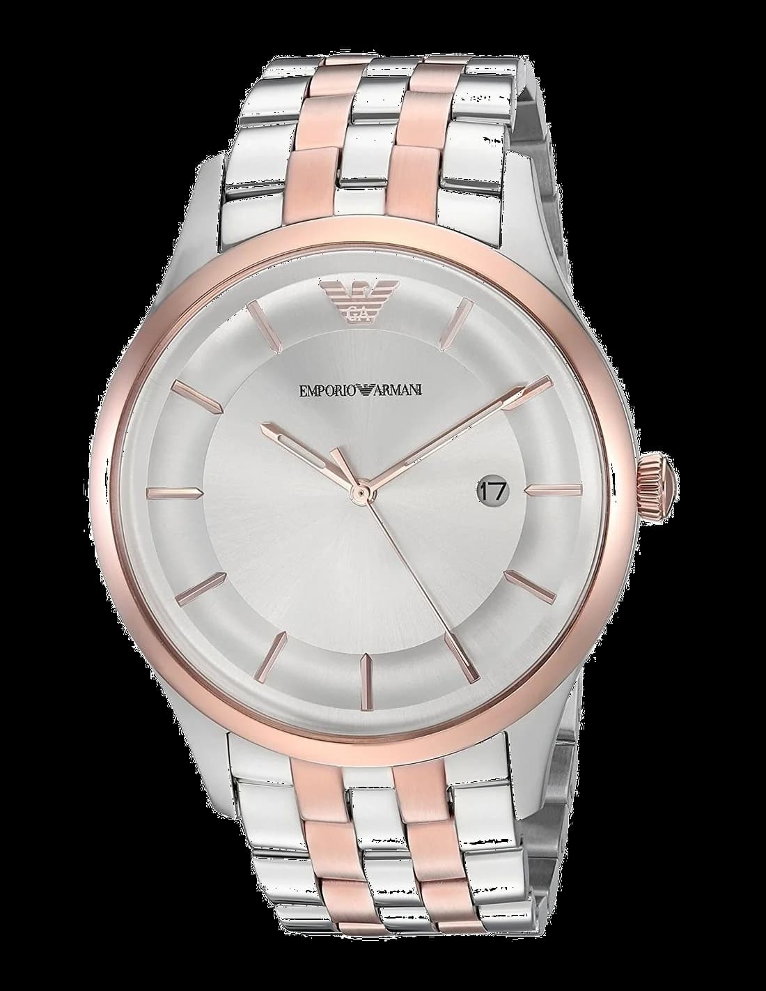 Montre Homme Emporio Armani AR11044 - Acier Argenté, Cadran Gris, Détails Or Rose