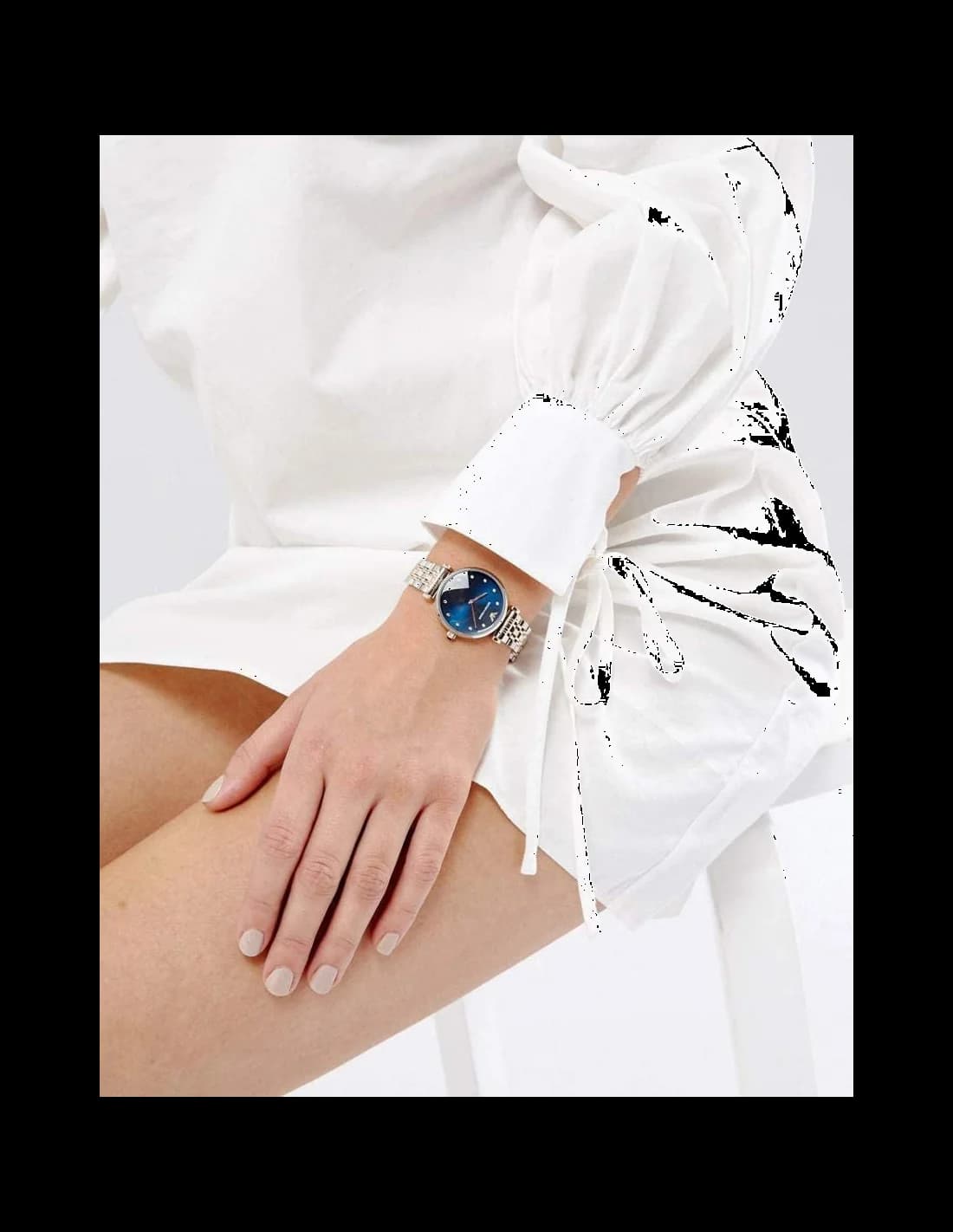 Montre Femme Emporio Armani AR11092 Gianni - Cadran Bleu Nuit, Bracelet Or Rose vue 3