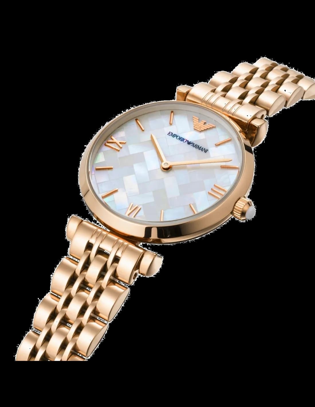 Attache bracelet Emporio Armani AR11110 en cuir noir grainé, boucle déployante en acier inoxydable gravée du logo pour un maintien sûr