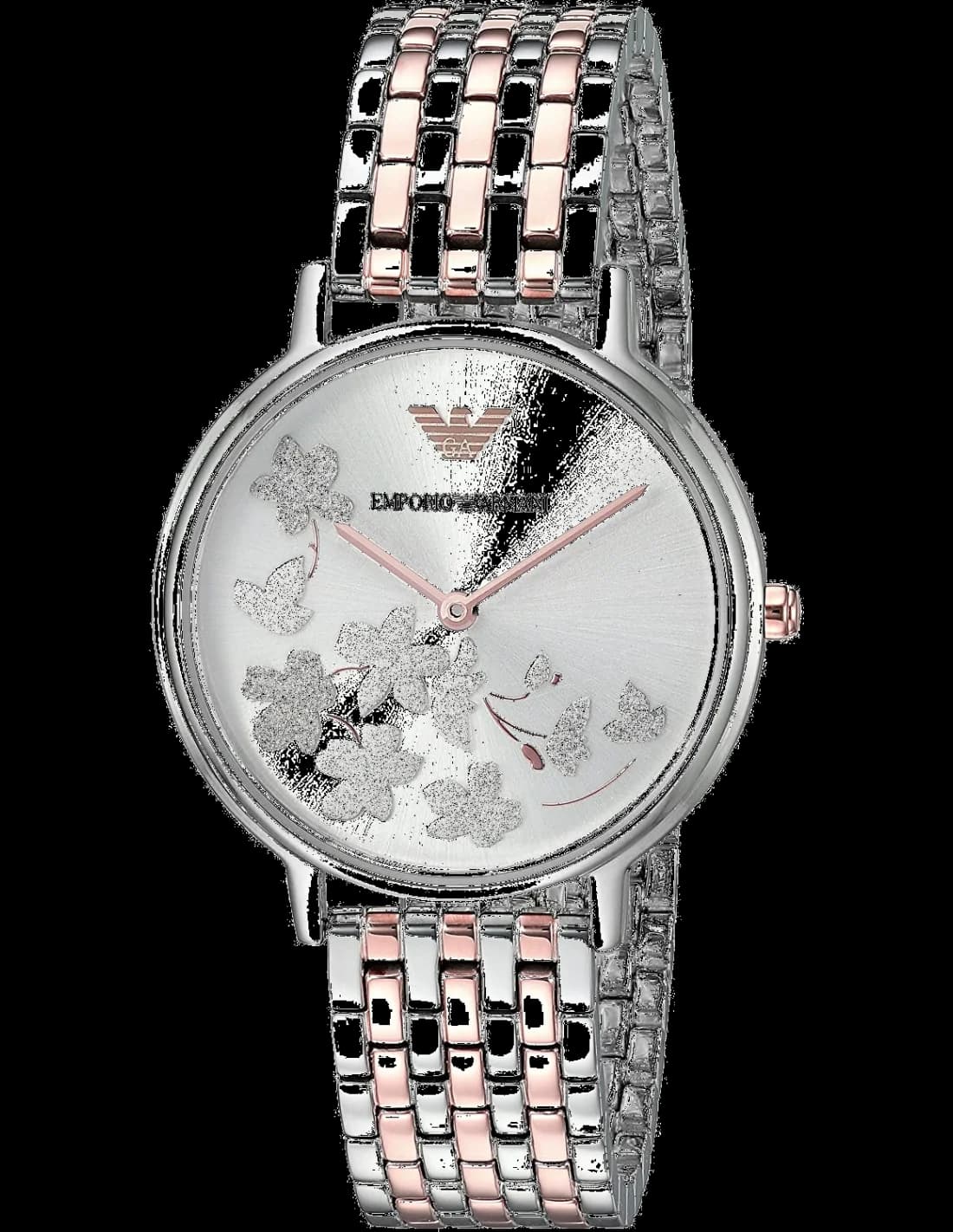 Montre Femme Emporio Armani AR11113 Boîtier Or Rose et Cadran Nacre, Bracelet Acier Gris