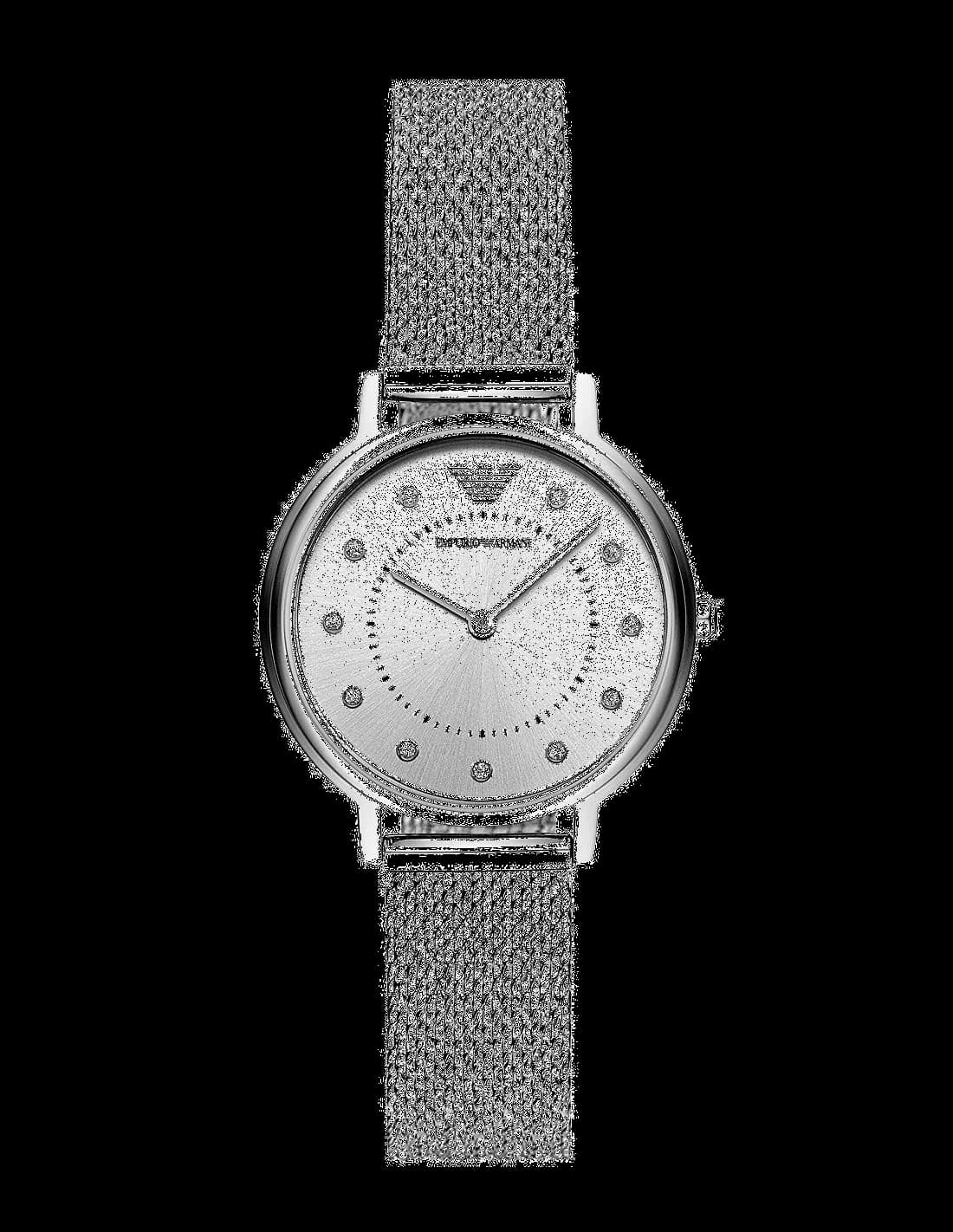 Montre Emporio Armani AR11128 Femme - Cadran et Bracelet Maille Milanaise Argenté