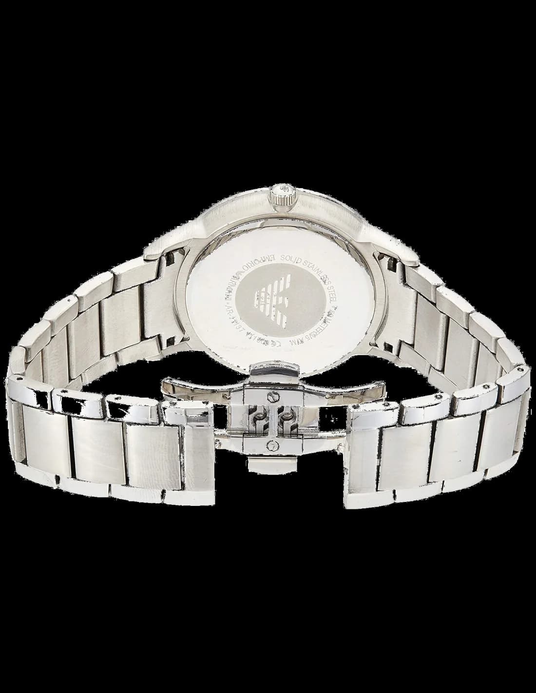 Attache bracelet Emporio Armani AR11137 en tissu NATO bleu marine avec boucle ardillon en acier inoxydable brossé