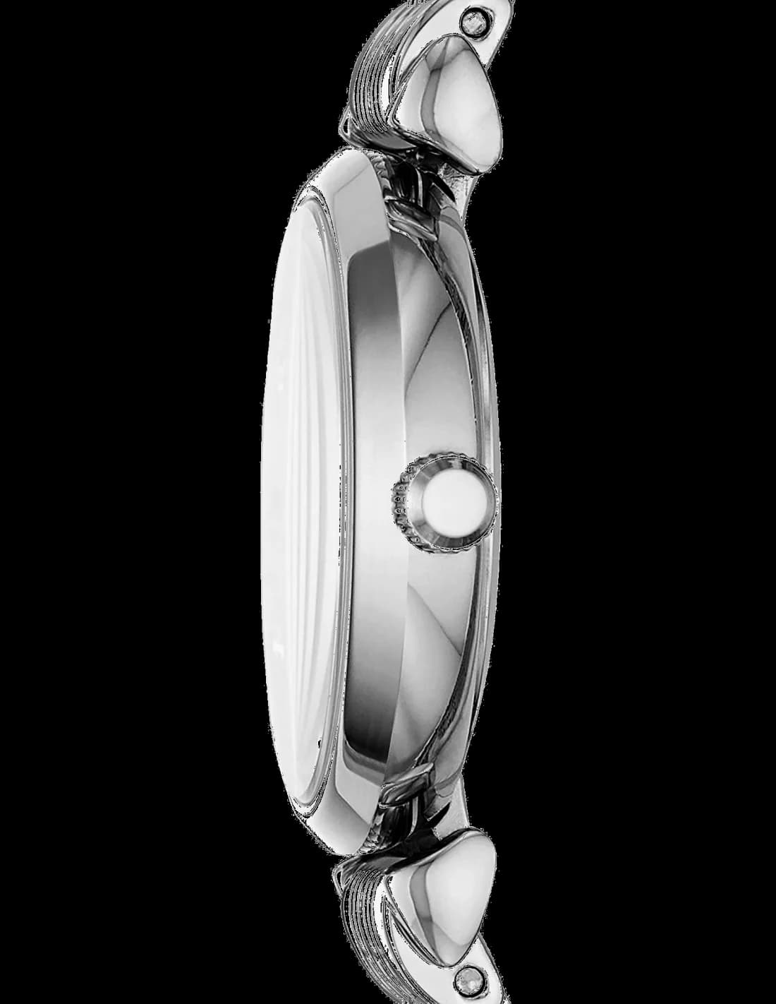 Visage cadran Emporio Armani AR11204 dévoile index bâtons dorés, aiguilles dauphine et date à 3h sur fond nacre