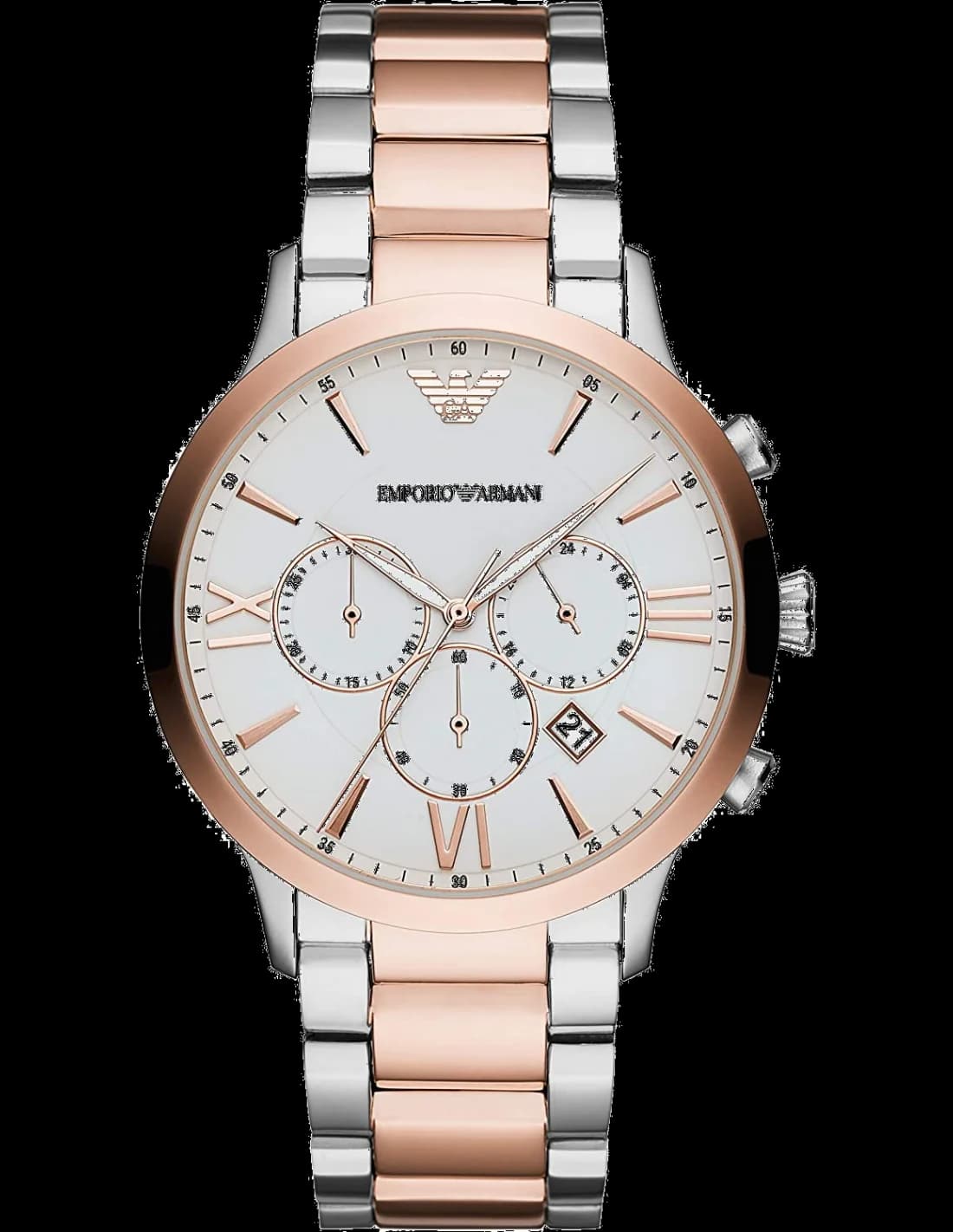 Chronographe Emporio Armani AR11209 Homme en Acier Argent et Or Rose