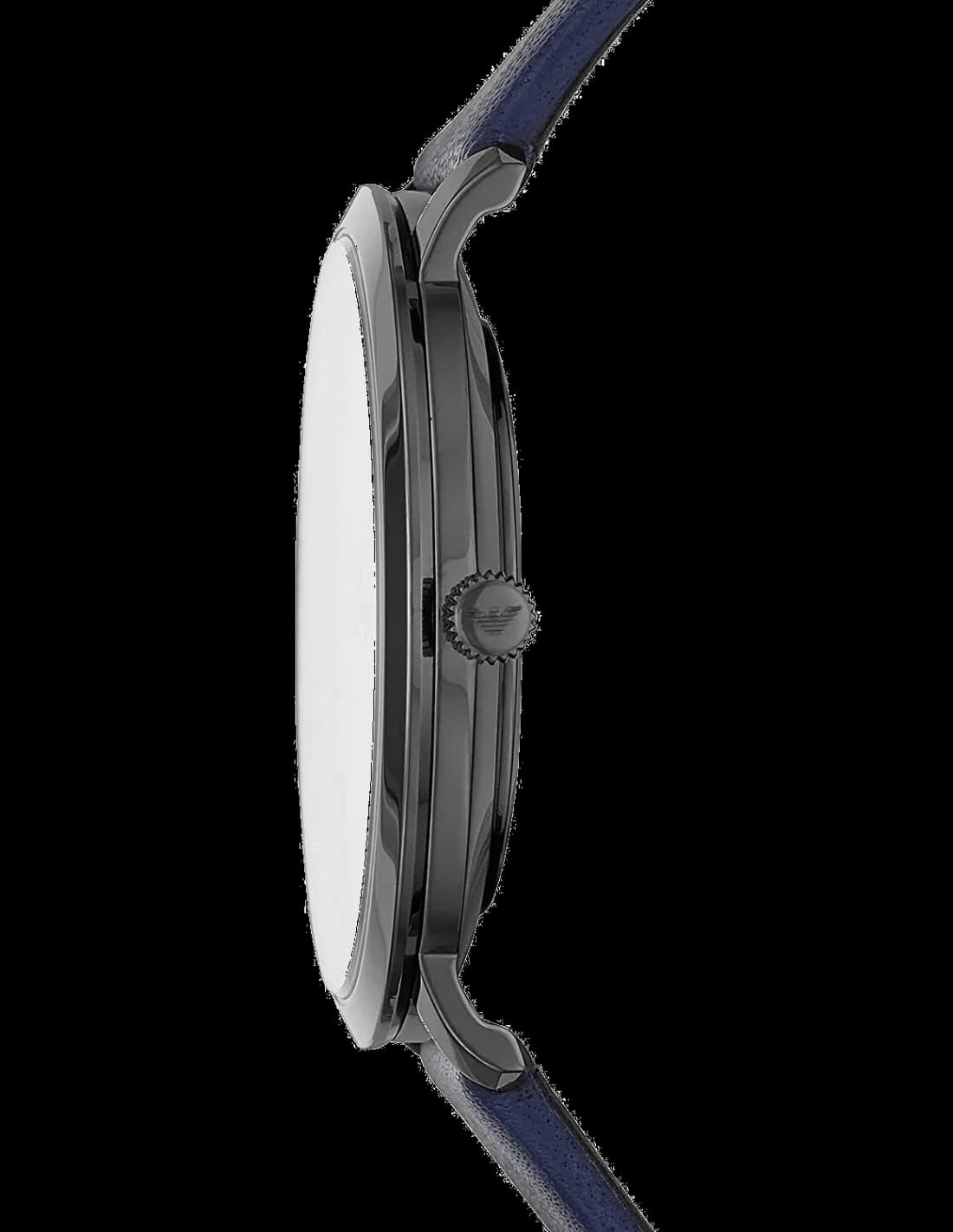 Montre Homme Emporio Armani Retro AR11214, Cadran Argent, Bracelet Cuir Bleu vue 2