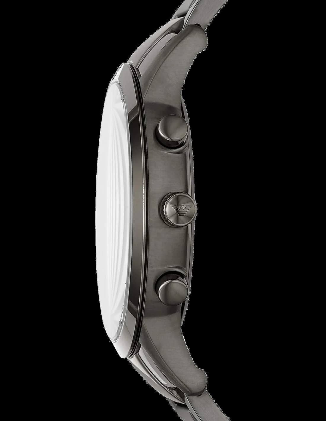 Attache bracelet Emporio Armani AR11215 en acier inoxydable brossé, fermoir déployant triple bouton-poussoir et maillons ajustables