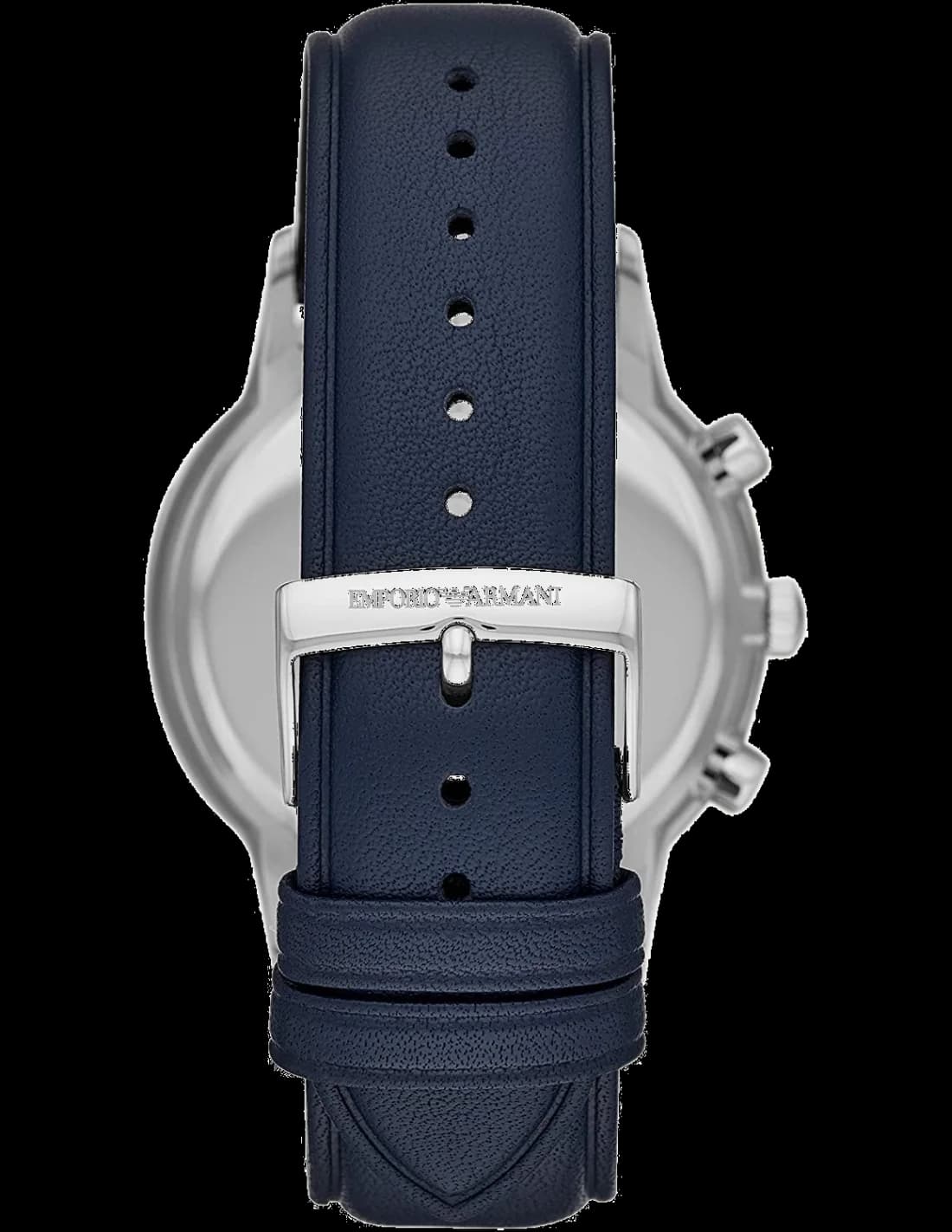 Attache bracelet Emporio Armani AR11216 en tissu NATO bleu et blanc, boucle ardillon en acier inoxydable brossé