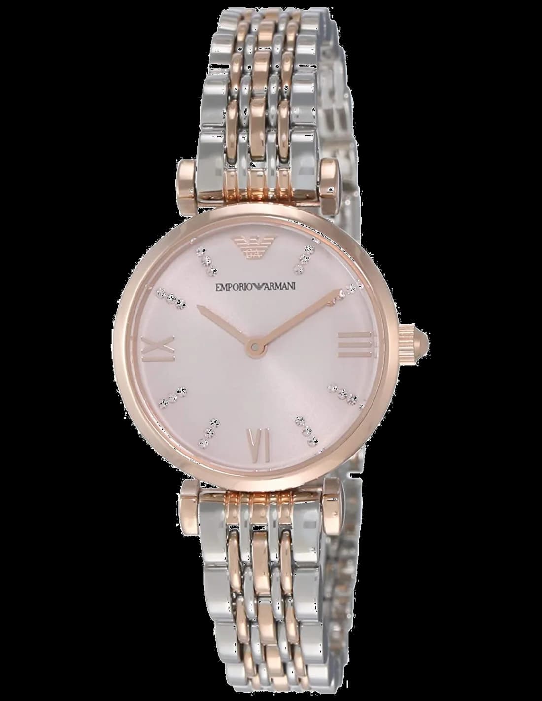 Montre Femme Emporio Armani AR11223 Gianni T-Bar - Cadran Fuchsia, Boîtier Or Rose & Maille Milanaise