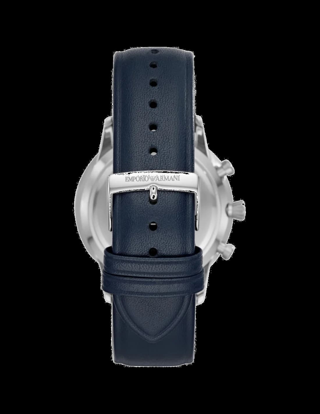 Visage cadran Emporio Armani AR11226 avec aiguilles luminescentes, guichet date à 4h30 et trois sous-cadrans pour chronographe