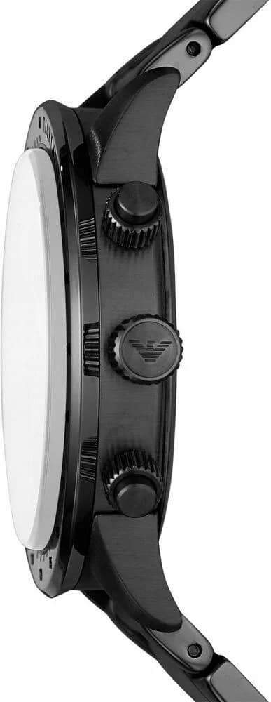 Attache bracelet Emporio Armani AR11242 en acier inoxydable noir avec maillons polis et brossés, fermoir déployant double sécurité