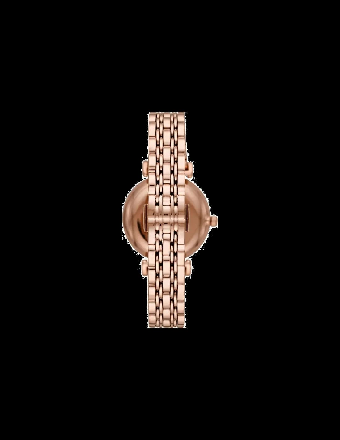 Attache bracelet Emporio Armani AR11244 en métal doré rose maillé milanaise avec fermoir déployante ajustable et poussoirs