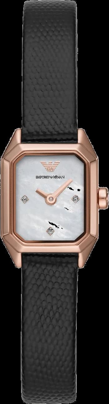 Montre Femme Emporio Armani AR11248 - Cadran Octogonal Nacre, Cristaux, Bracelet Noir