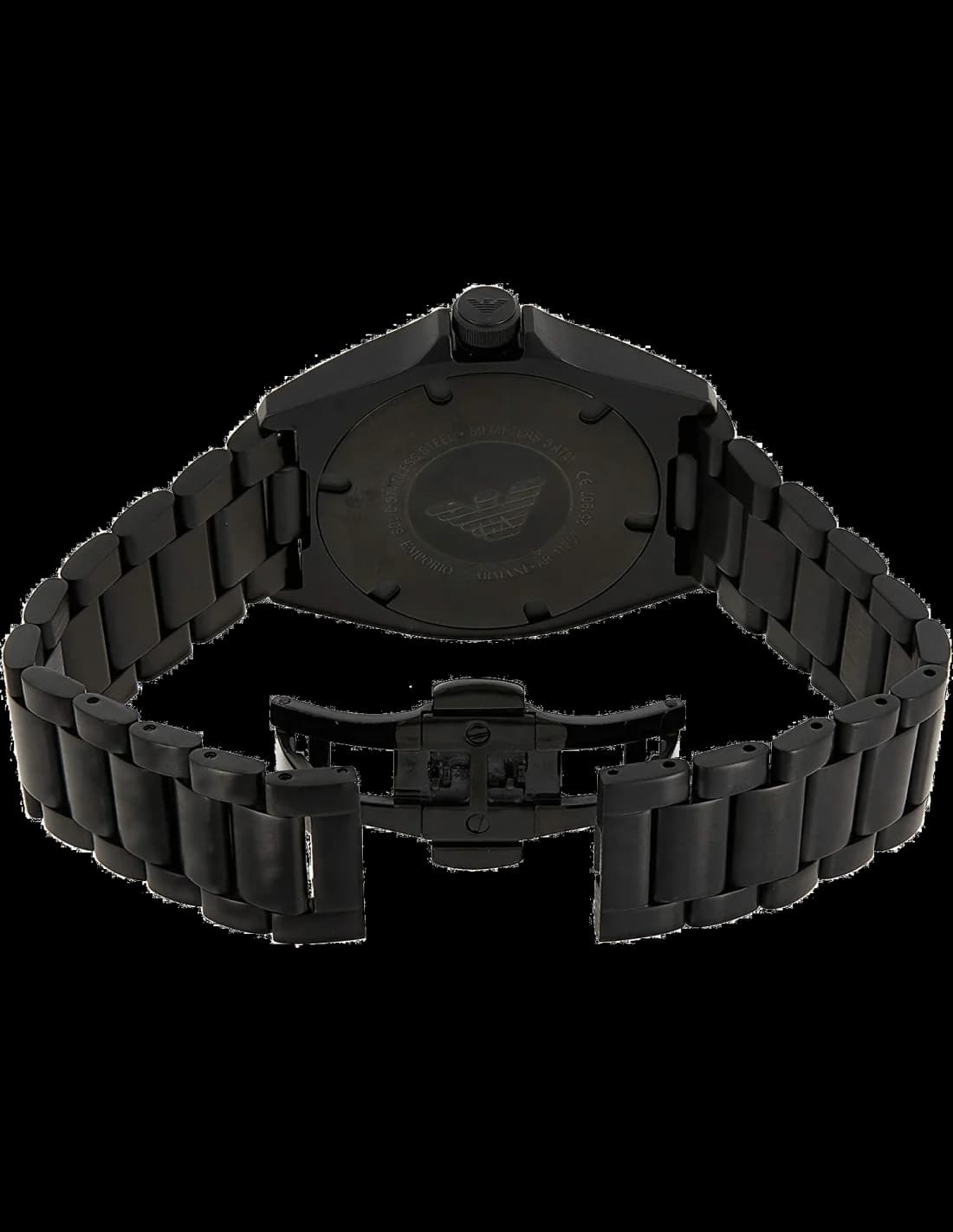 Attache bracelet Emporio Armani AR11257 en acier inoxydable avec maille milanaise argentée, fermoir déployant ajustable