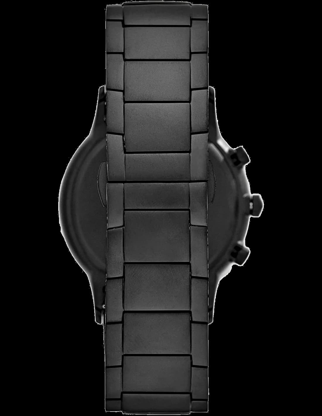 Attache bracelet Emporio Armani AR11275 en acier inoxydable noir PVD, maillons milanais intégrés, fermoir déployant double sécurité gravé