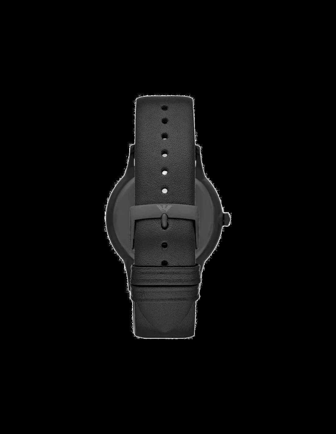 Attache bracelet Emporio Armani AR11276 en cuir marron cousu, fermé par une boucle ardillon en acier inoxydable brossé