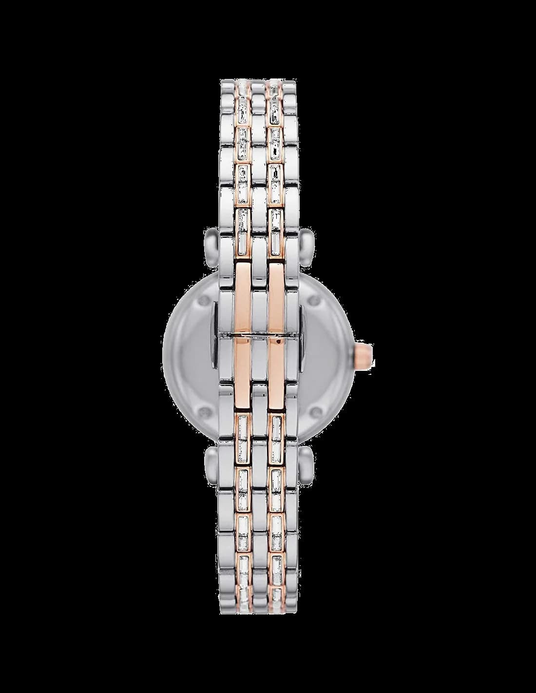 Attache bracelet Emporio Armani AR11290 en acier inoxydable finition PVD or rose, maille milanaise ajustable avec fermoir déployant sécurisé