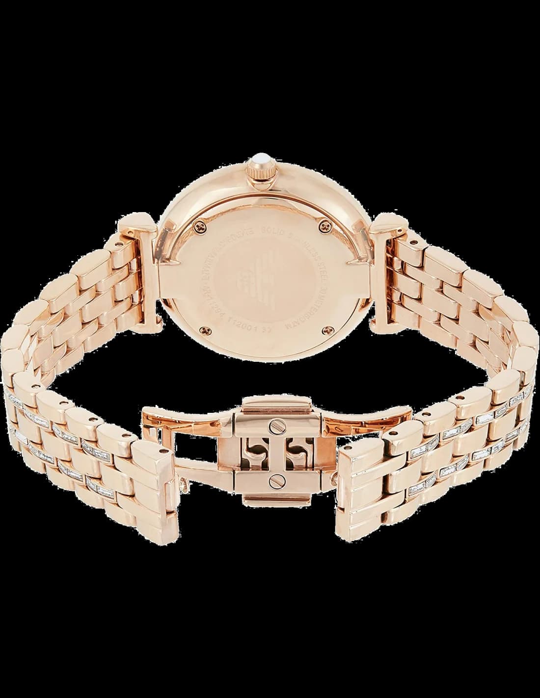 Attache bracelet Emporio Armani AR11294 en acier inoxydable or rose à boucle déployante double sécurité