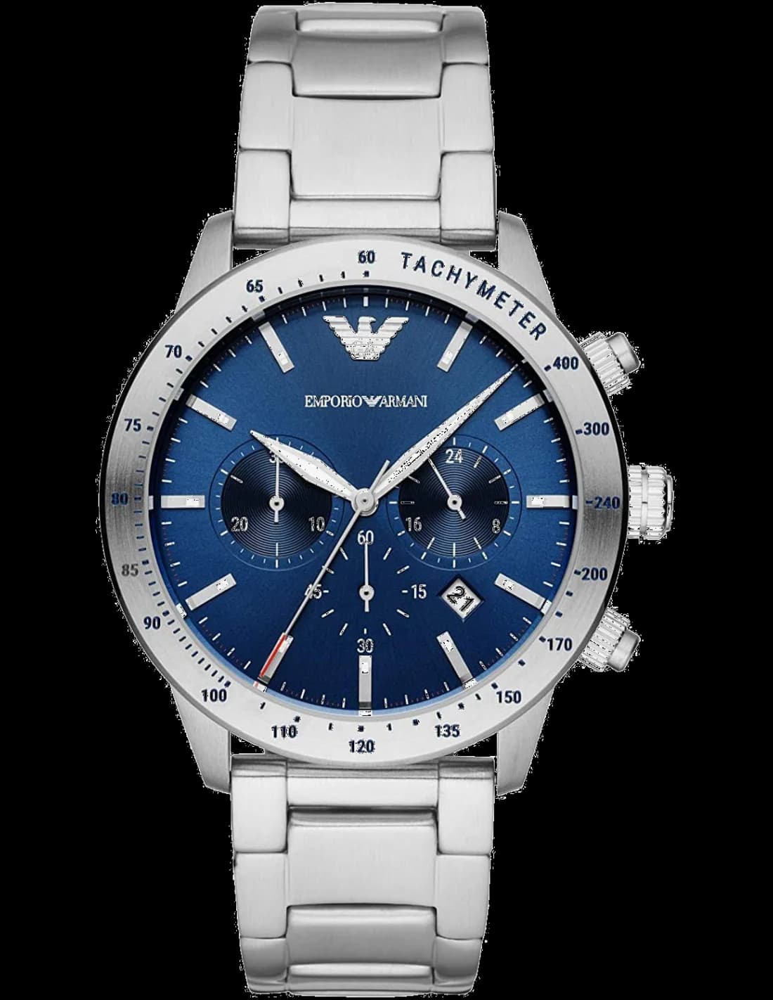 Montre Homme Emporio Armani Mario AR11306 Chronographe Cadran Bleu Acier