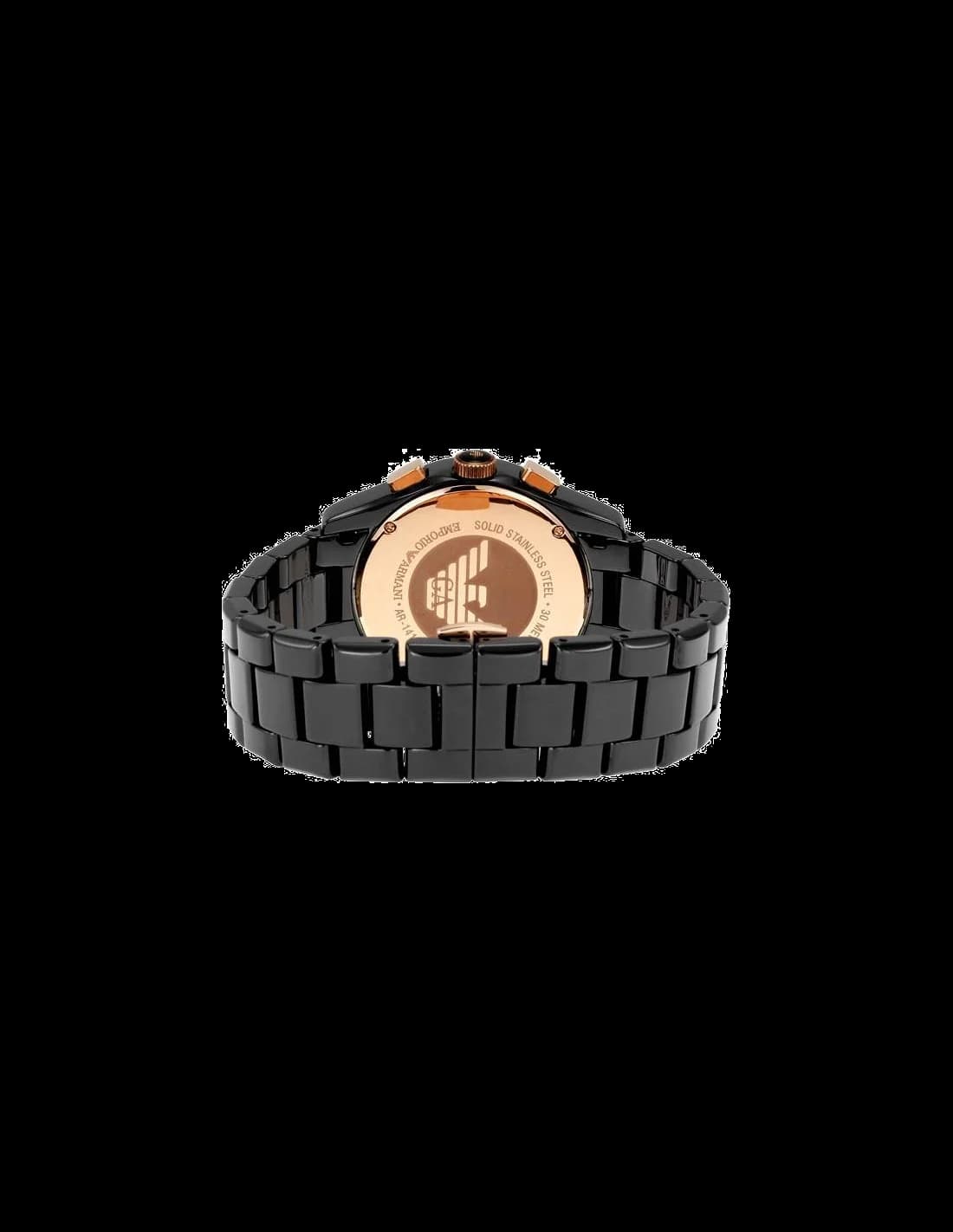 Attache bracelet Emporio Armani AR1410 doté d'un fermoir déployant en céramique satinée, maillons céramique noire