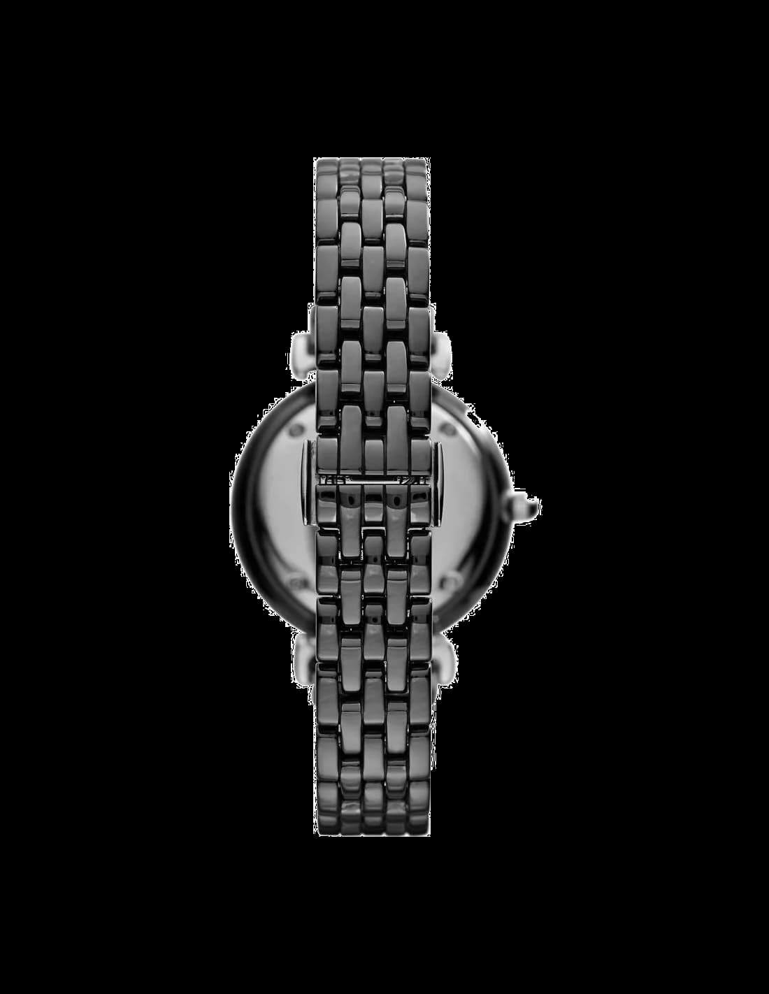 Attache bracelet Emporio Armani AR1487 en céramique noire à maillons fins avec fermoir déployante, ajustement confortable
