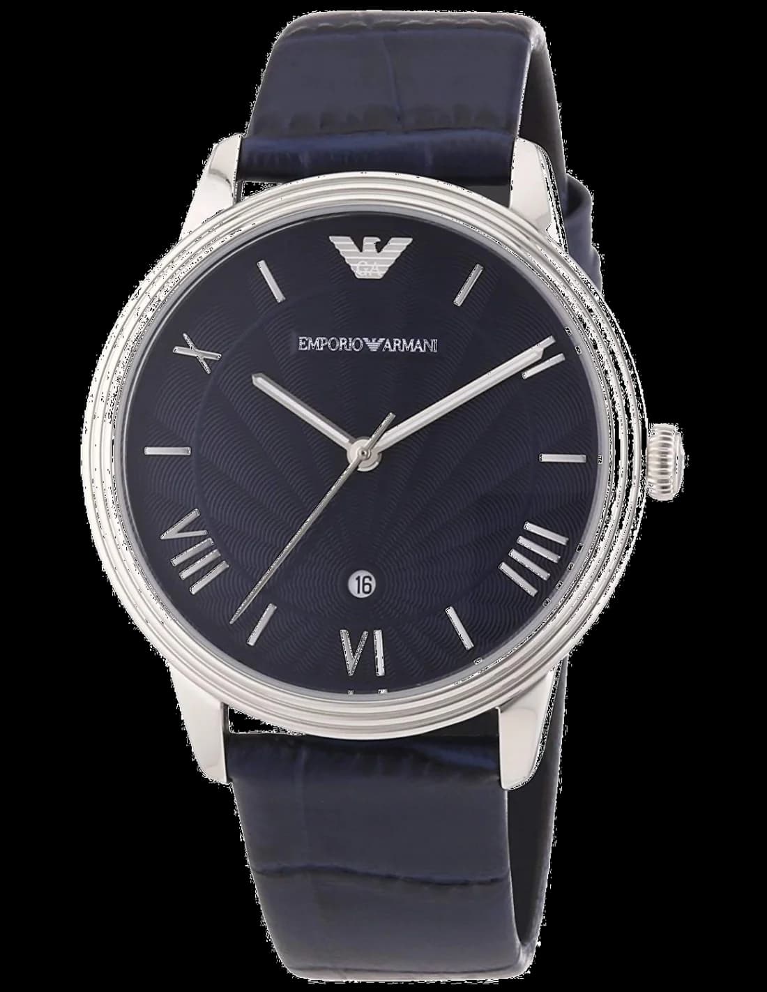 Montre Homme Emporio Armani AR1651 Cadran Bleu Bracelet Cuir Noir