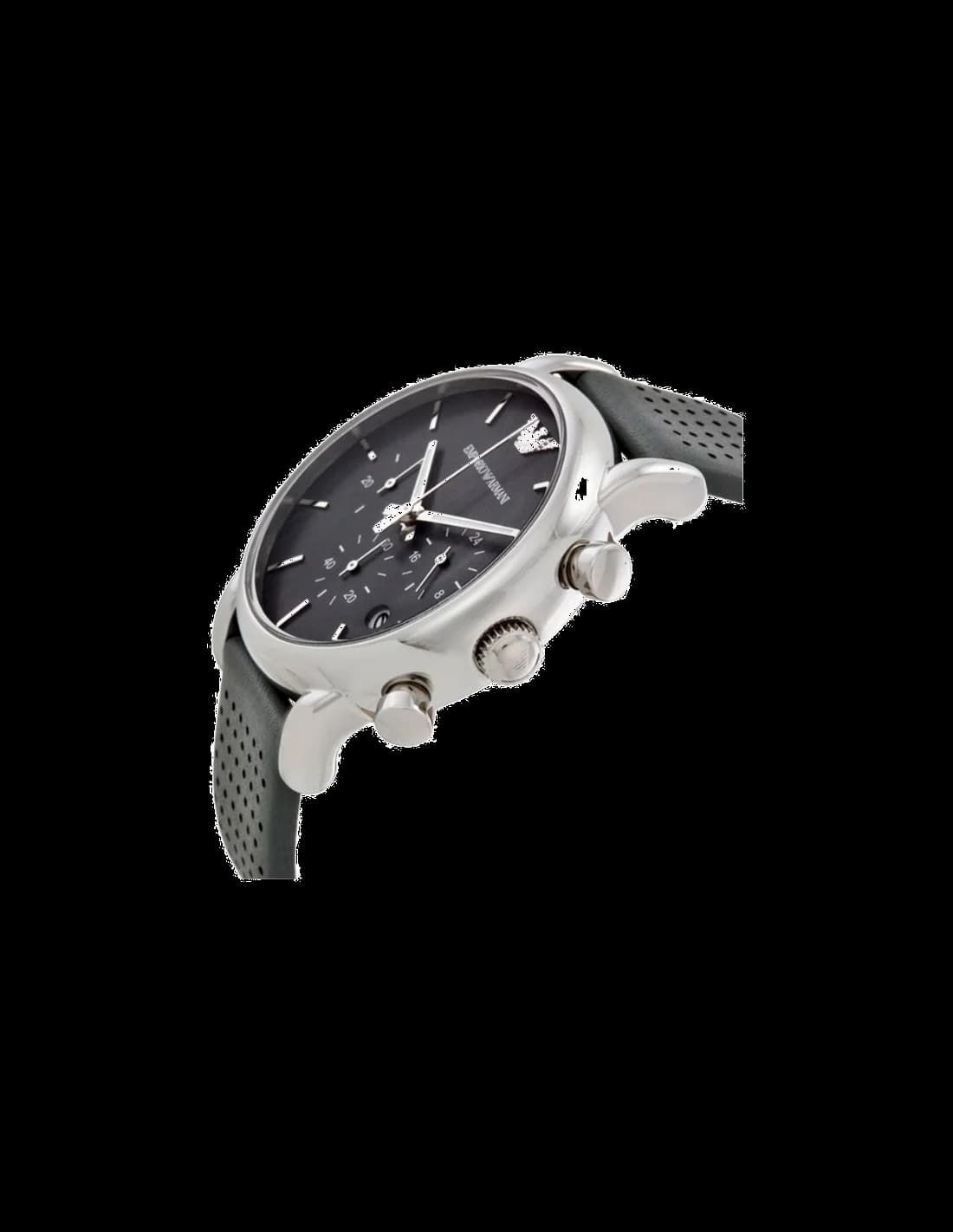 Visage cadran Emporio Armani AR1735 avec chiffres romains, aiguilles dauphine et guichet date à 3h