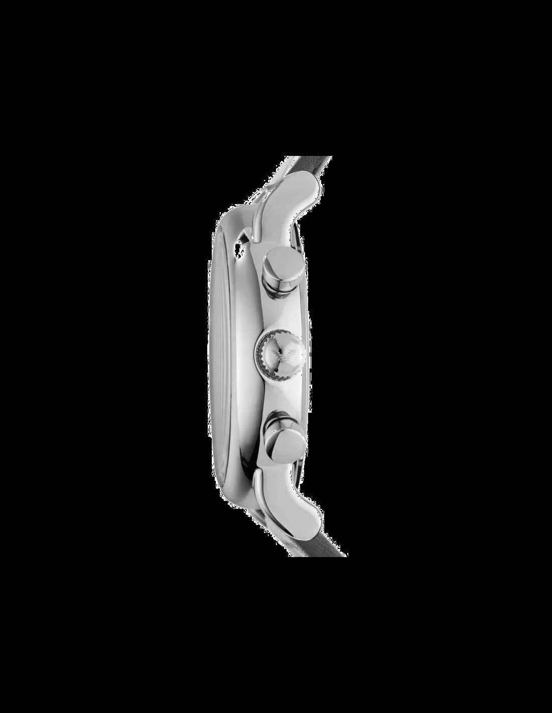 Attache bracelet Emporio Armani AR1735 en cuir noir perforé à surpiqûres contrastantes et boucle ardillon acier